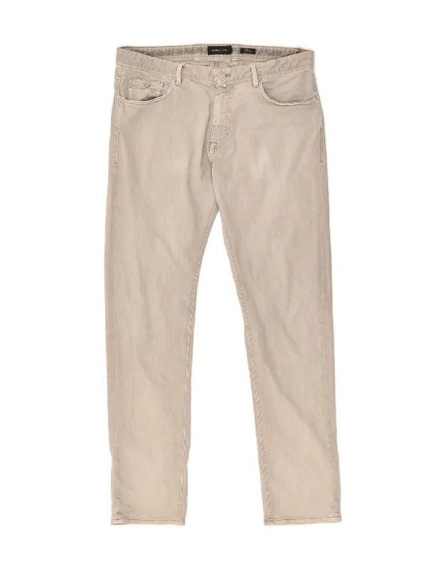 MASSIMO DUTTI Womens Slim Fit Casual Trousers W34 L32  Grey Cotton Trousers Cargo Utility