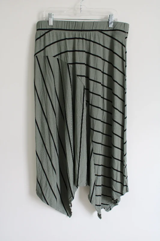SO Green & Black Striped Skirt | L corduroy skirt comfortable