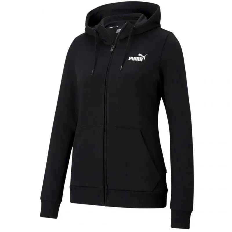 Puma Women's ESS Small Logo Full-Zip Hoodie TR Black Sweatshirt with Adjustable Hood Hoodie with Hem Fringe Bohemian Relaxed