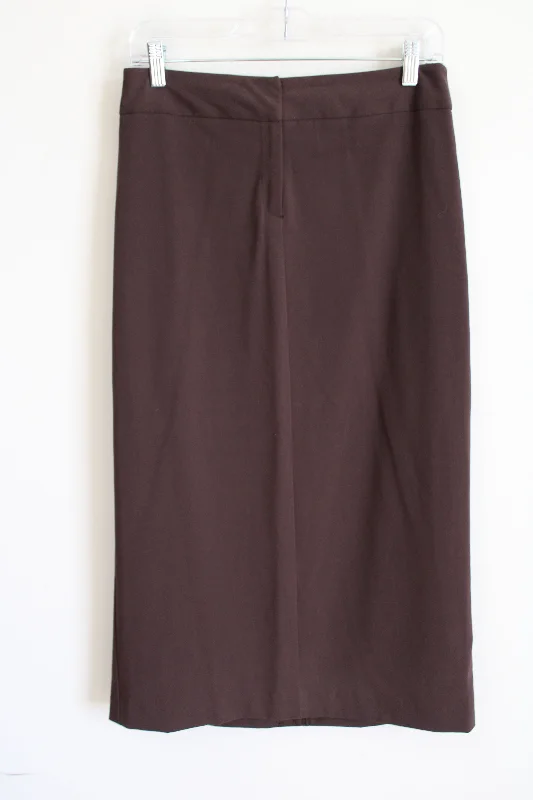 Nine & Company Basics Stretch Brown Skirt | 10 Petite breathable skirt fabric