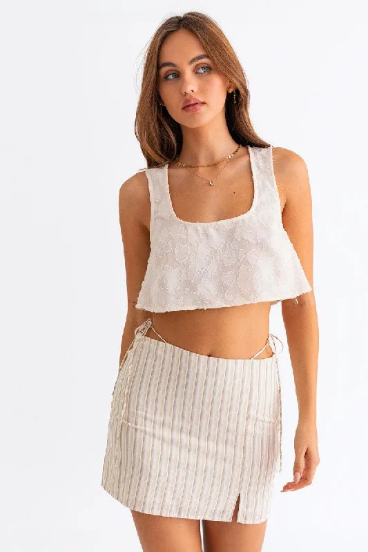 Boho Sleeveless Lace Textured Crop Top Crop Top Seamless Stretchy