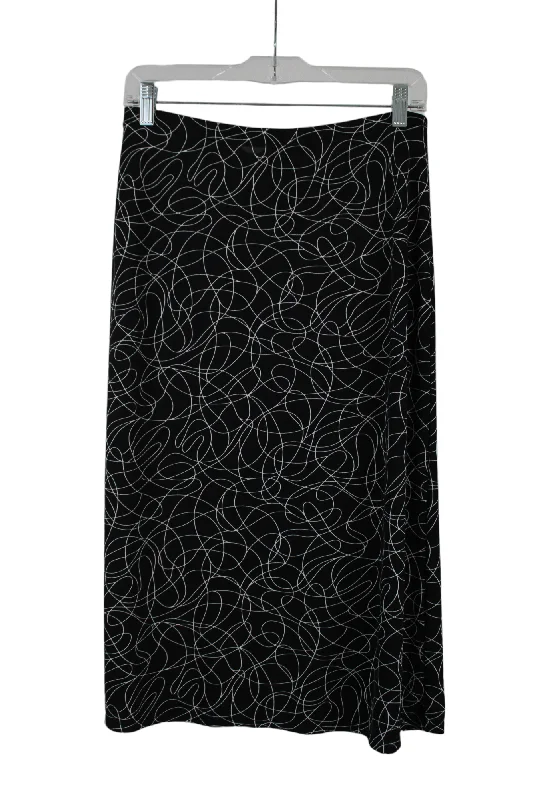 Evan-Picone Black Scribble Skirt | M belted skirt waist