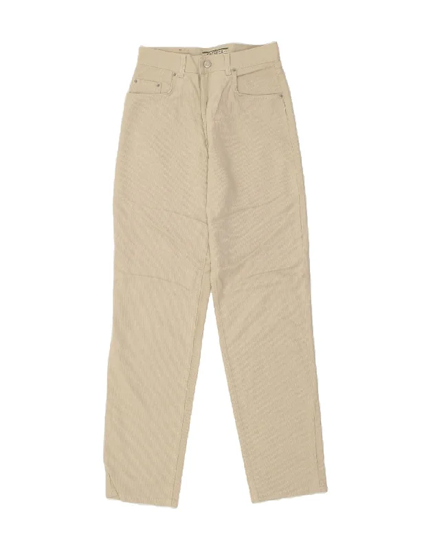 VINTAGE Womens Straight Casual Trousers W30 L32 Beige Cotton Trousers Prom Sequined