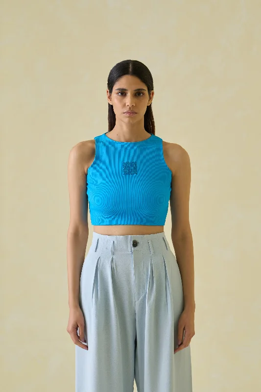 Kolam Cropped Tank Top low neck tank