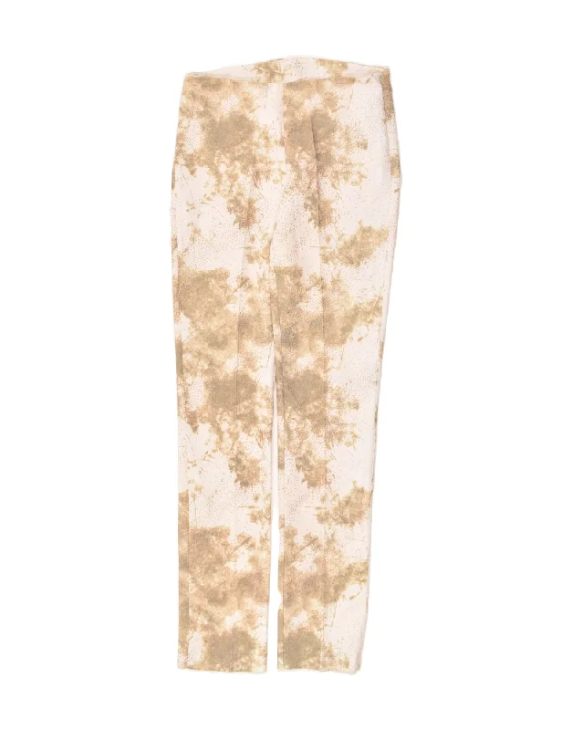 VINTAGE Womens Slim Suit Trousers W30 L34  Beige Tie Dye Cotton Chinos Cotton Straight Leg