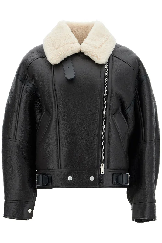 oversized shearling jacket A70087 DARK BROWN/BEIGE Appliqued Jacket Beaded Jacket Sequined Jacket