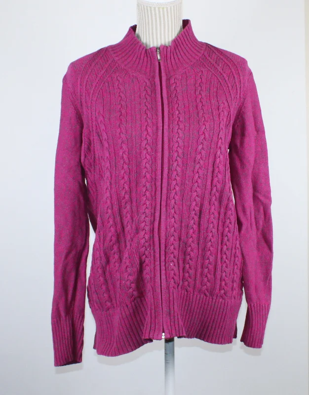 TRIBAL ZIP FUSCHIA SWEATER LADIES LARGE PRE-LOVED Oversized Loose Flowy