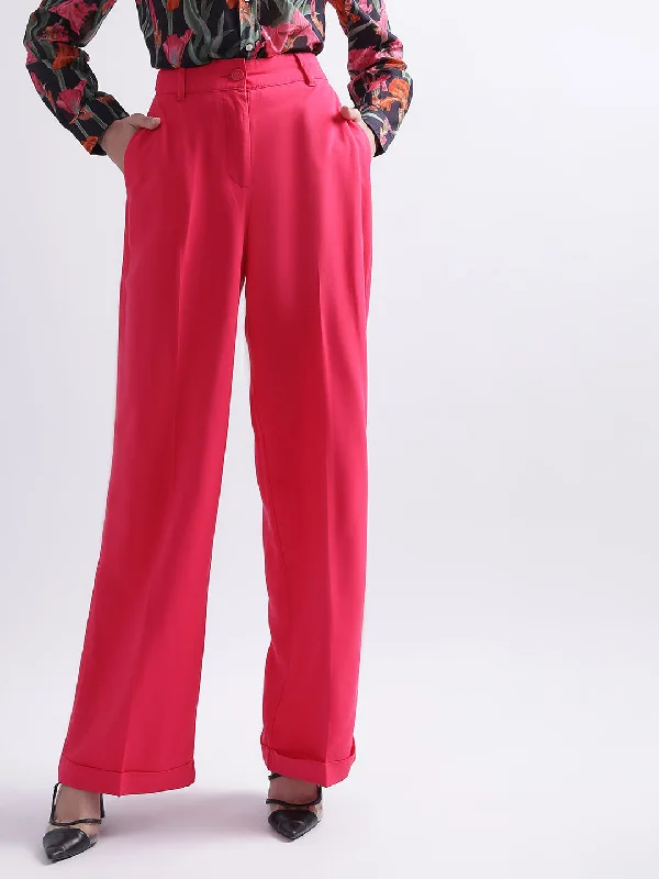 Gant Women Relaxed Flared High-Rise Pleated Parallel Trousers Trousers Bridal Satin