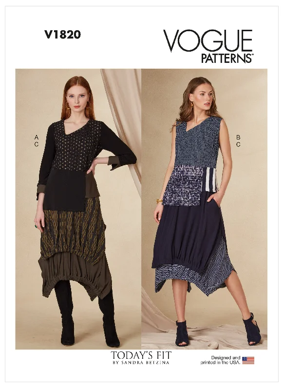 Vogue Pattern V1820  Misses' Top and Skirt denim skirt stylish