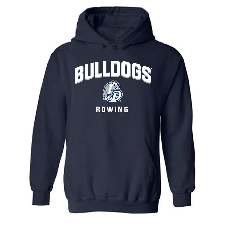 Drake - NCAA Women's Rowing : Lillian Bitker - Generic Shersey Hooded Sweatshirt Hoodie with Hem Raw Edge Edgy Unfinished