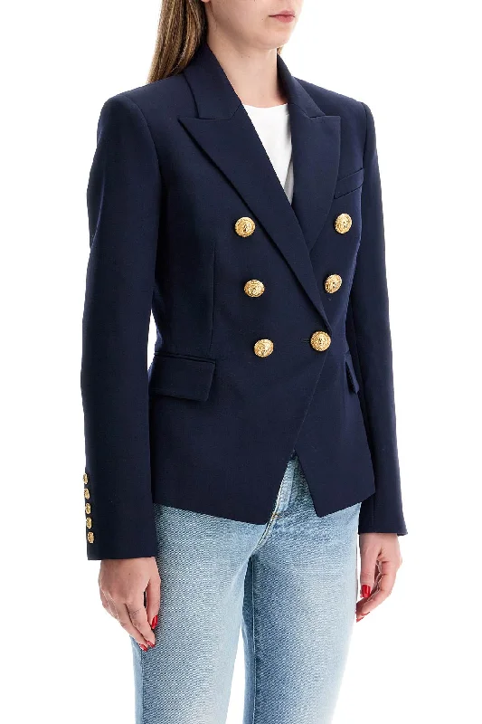 Balmain '6-Button Grain De Poudre Jacket Front Pockets Side Pockets Patch Pockets