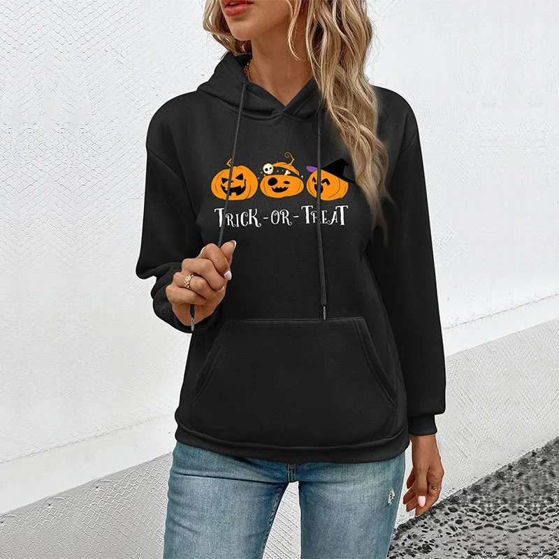 IKEARLAX popular autumn and winter new 2025 hoodies  New women's casual Halloween pumpkin hooded pullover sweater Hoodie with Double Zipper Versatile Adjustable