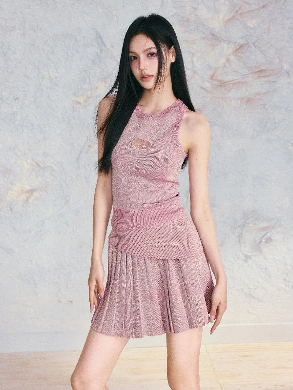 Vibrant Pink And Blue Cropped Halter Top And Mini Skirt Co-Ord Set lace skirt delicate