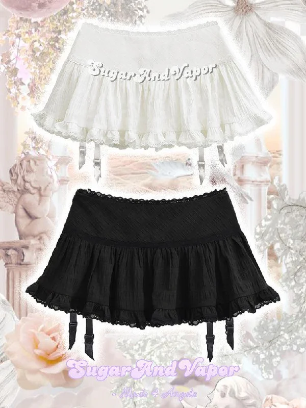 Azraelle Lace Cupcake Ruffled Mini Skirt (with gift Garter) velvet skirt luxurious