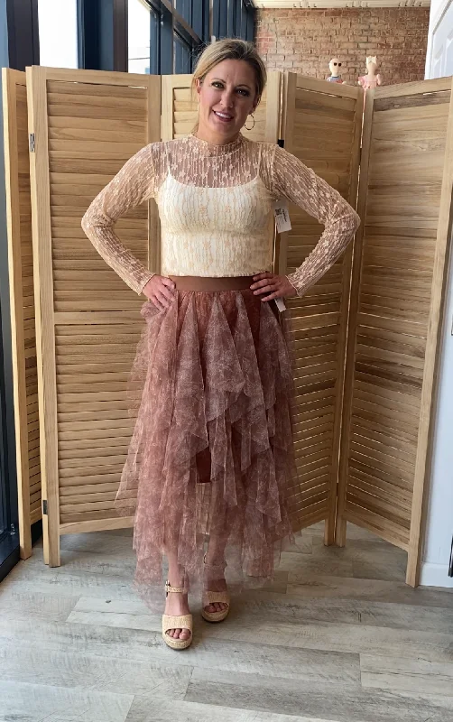 Ballerina Mesh Skirt | Mocha lace skirt romantic