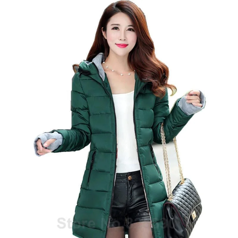 Women's Jacket Women Cotton Down Jackets Jacket Fashion Girls Slim Long Coat Jackets Plus Size Faux Fur Fabric Real Fur Fabric Shearling Fabric