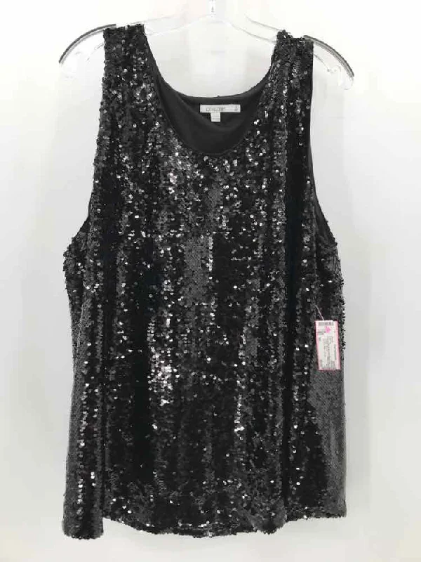 Pre-Owned Chico's Black Size XXL Sequin Tank Top cropped tank top