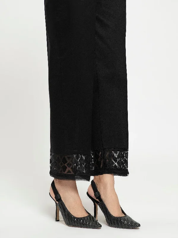 Embroidered Cambric Trouser Trousers Tapered Slim Fit