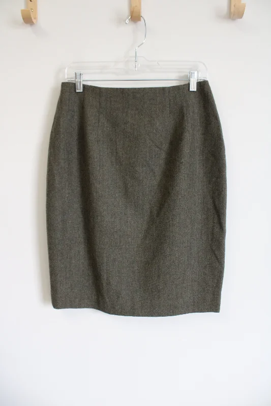 Andrea Viccaro Olive Green Wool Pencil Skirt | 12 silk skirt smooth