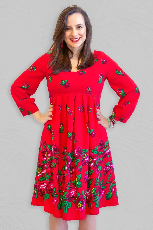 Adela Red Folk Dress