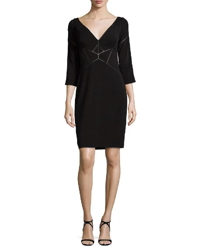 Aidan Mattox - MD1E200249SC V-Neck Jersey Sheath Dress