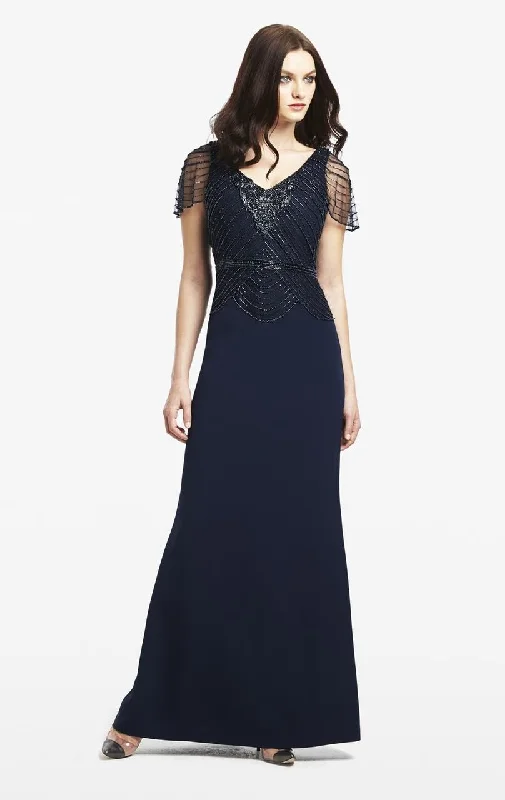 Alexander by Daymor - 151SC Bead Embellished V-Neck A-Line Dress