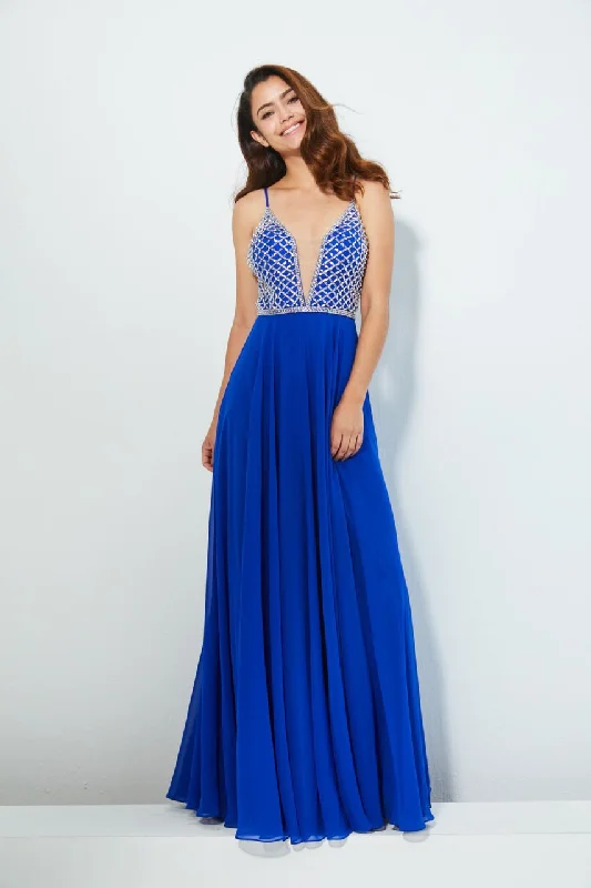 Angela & Alison - Adorned Plunging Neck Thin Strap Dress 81053SC