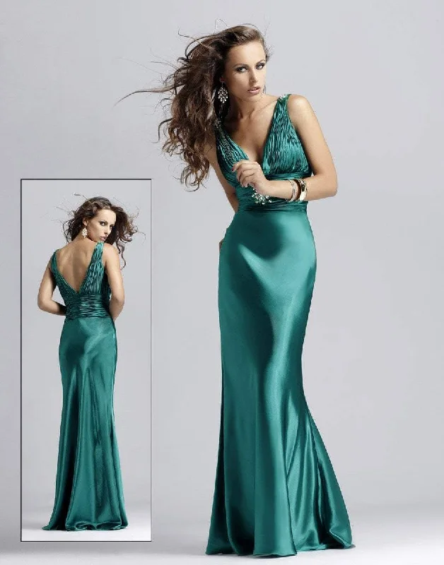 Blush - Plunging V Neck Sheath Evening Gown 9070SC