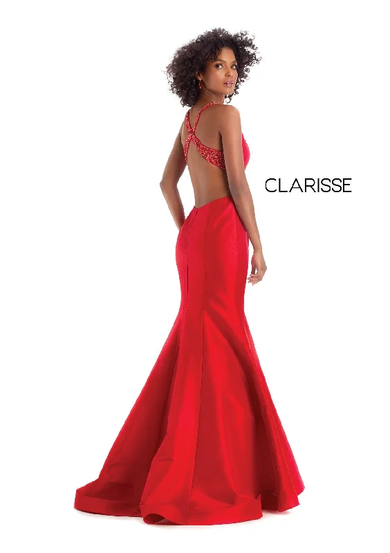 CLARISSE 8195 Red Taffeta Mermaid Dress - Size 2