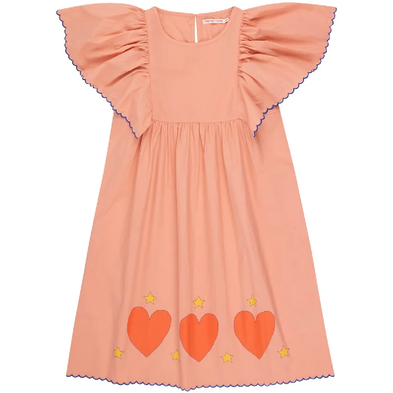 Hearts Stars Dress in Papaya by Tinycottons