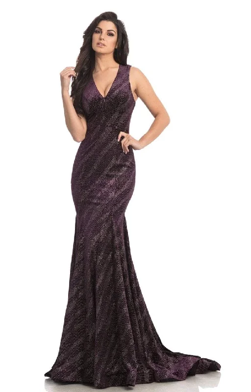Johnathan Kayne - Plunging V-Neck Mermaid Gown 8229SC