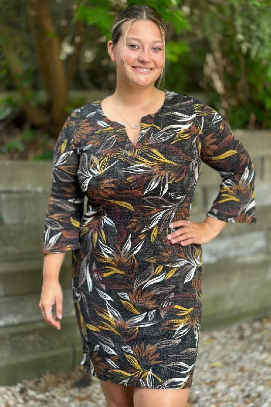 Kate Split Neck Dress - Multi
