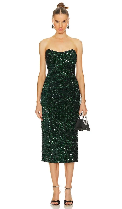 LIKELY Natalina Dress in Dark Green