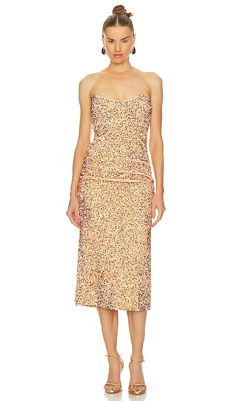 LIKELY Natalina Dress in Metallic Copper