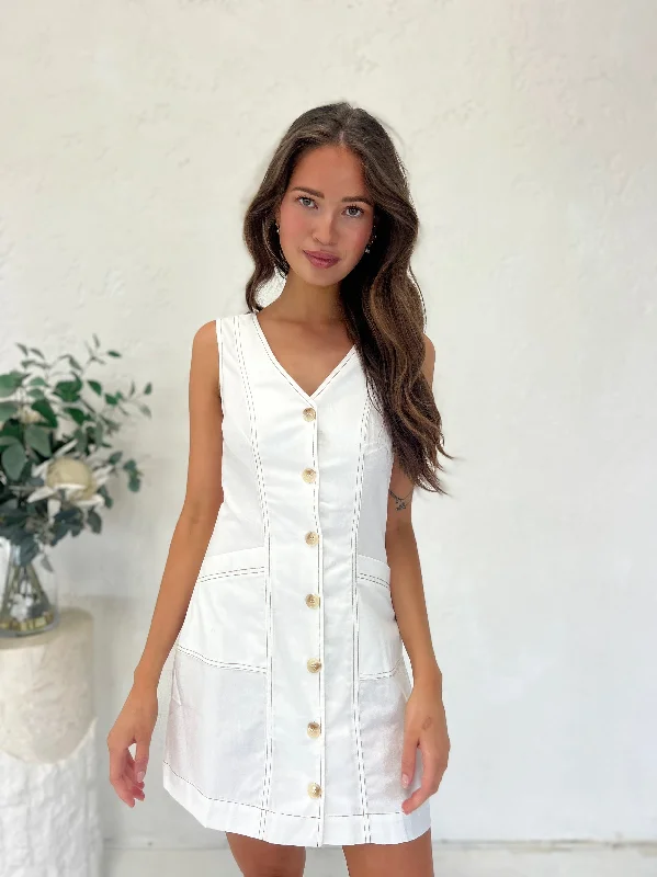 MACY VEST DRESS - WHITE
