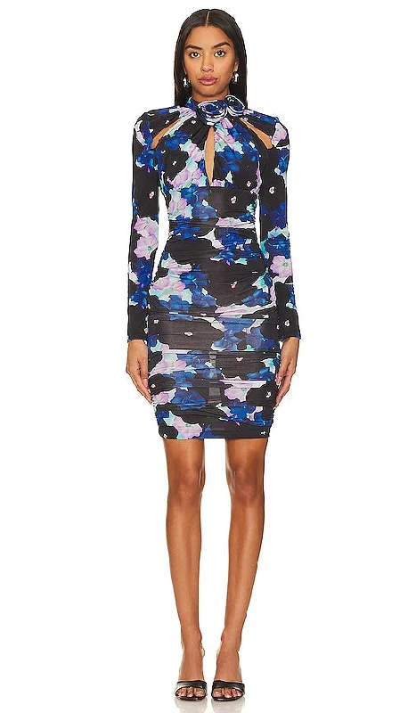 Mirae Plume Dress in Blue