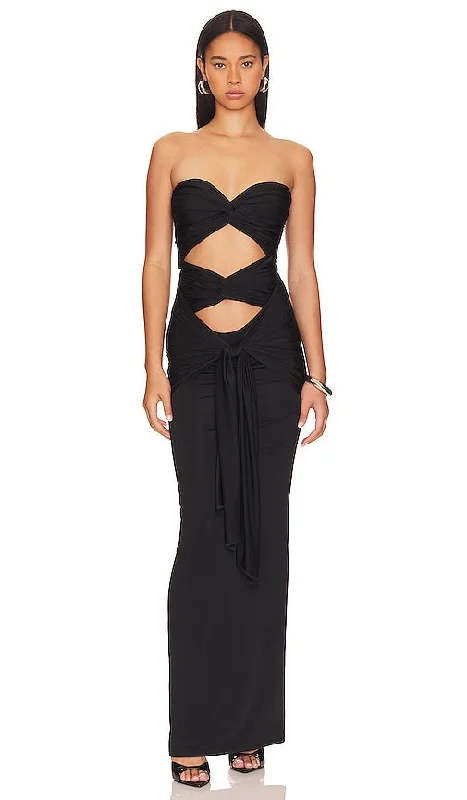 NBD Charlotte Strapless Gown in Black