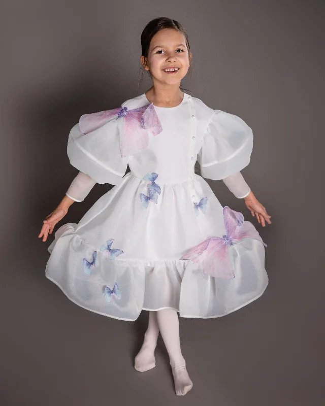 NIKOLIA "Impossible Garden" Amsterdam Organza Dress with Butterfly Applique