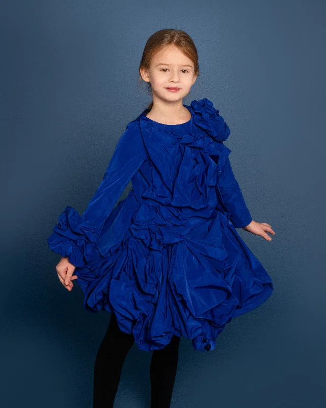 NIKOLIA "Impossible Garden" Toronto Taffeta Dress in Blue