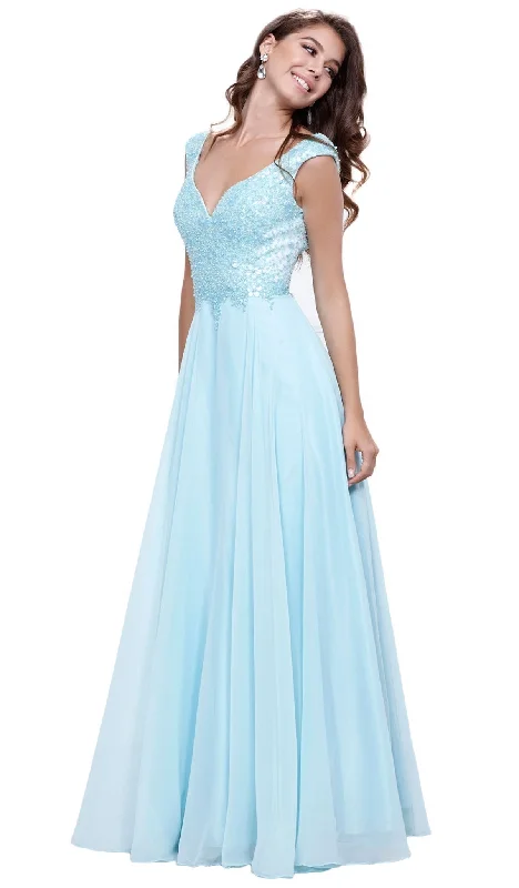 Nox Anabel - Embellished V-neck Chiffon Dress 8302SC