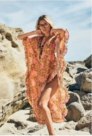 "Serafina Caftan" Ruffle Dress