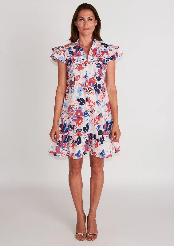 Poppy Blue and Pink on White