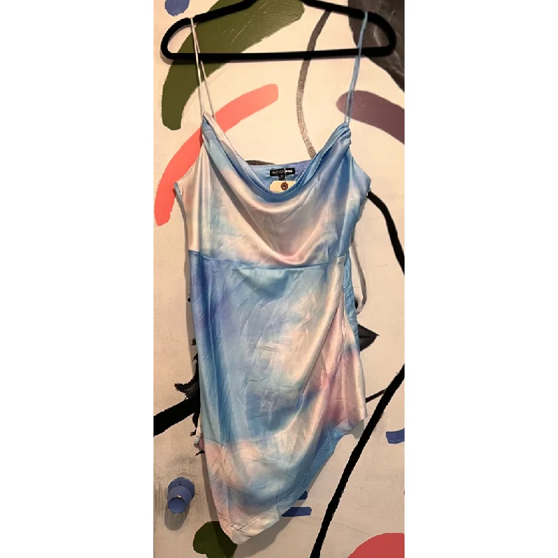 spaghetti strap silk print dress - XL