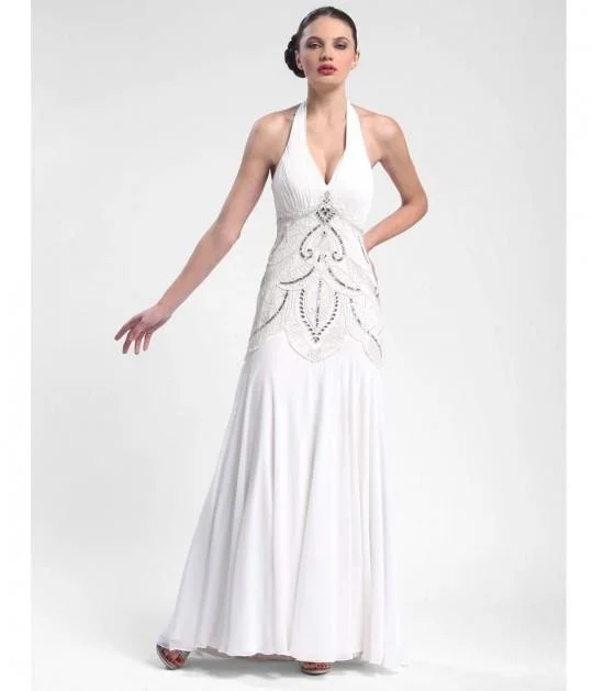 Sue Wong - W5231SC Sequined Halter Long Sheath Dress
