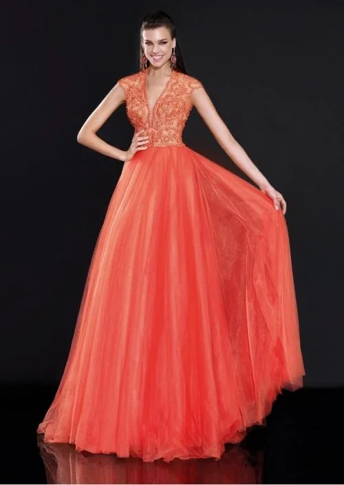 Tarik Ediz - 92596 Beaded Bodice Tulle A-Line Gown