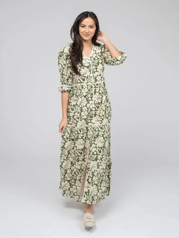 The Anna Dress | Green Flower Power