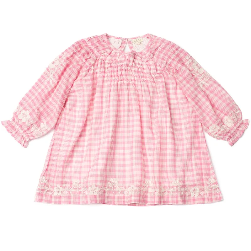 Tulip Dress in Pink Picnic Plaid by Lali - Last Ones In Stock - 2-4 Years