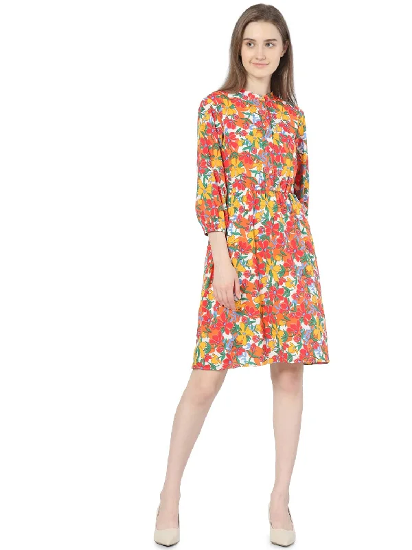 VERO MODA Women's Polyester A-Line Above The Knee Dress (Peach Whip)