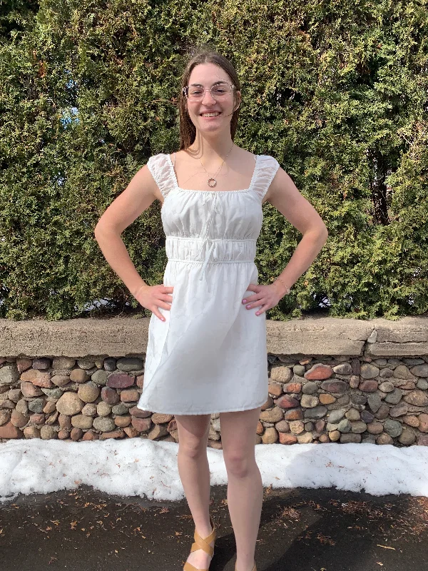 White Cap Sleeve Organza Dress