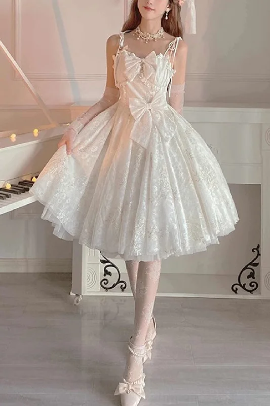 White Print Hanayome Embroidery Bowknot Sweet Lolita Prom Jsk Dress